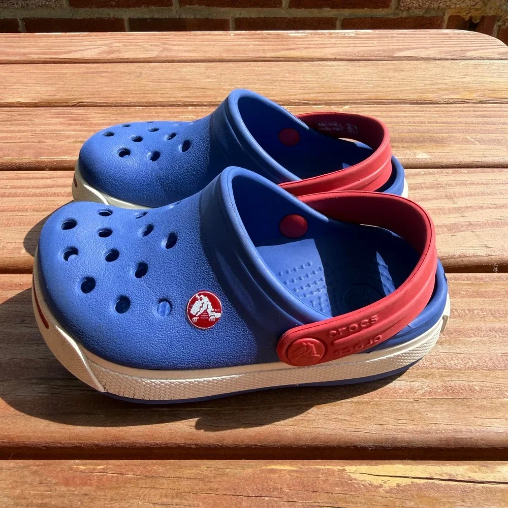 Crocs Kids Crocband Clog Blue Red White Slip On Water Shoes Size‎ 6/7 204537